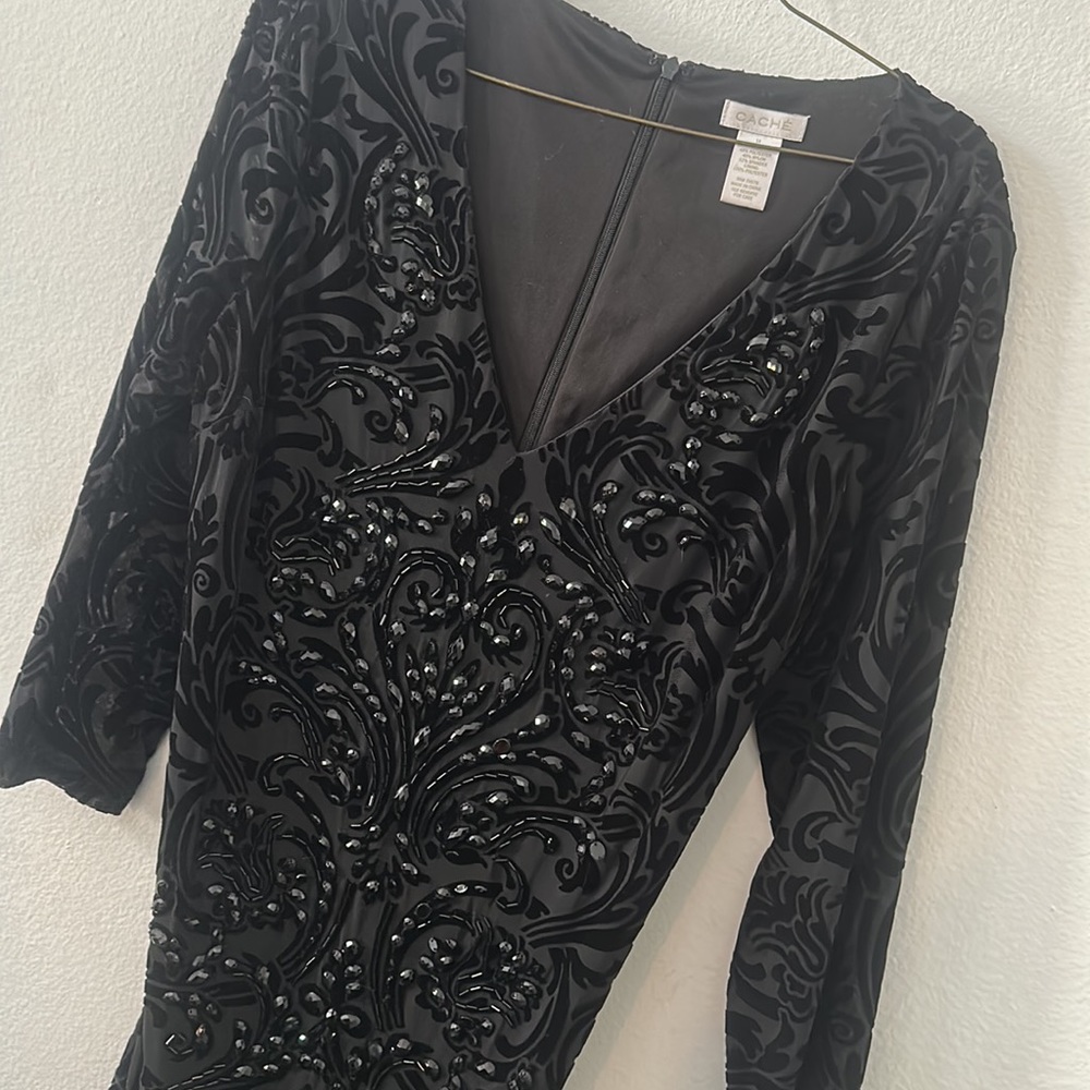 Cache Size 14 Beaded Rhinestone Black Evening Sexy Dress